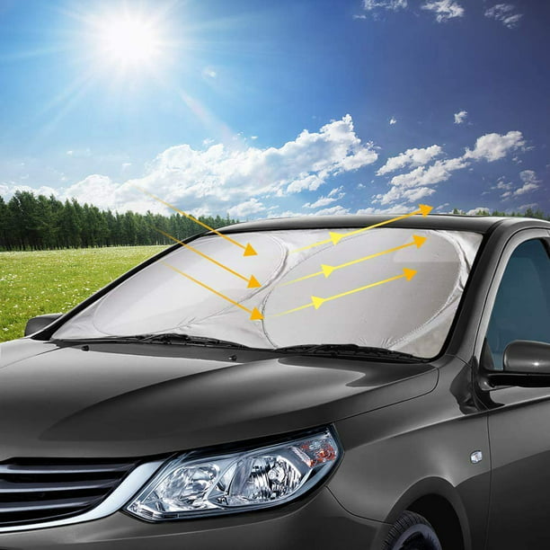 Medium Car windshield sun shade foldable 2-Piece car sun screen for front window sun visor protector shield blocker for car window covers Blocks Max UV Rays and Keeps Your Vehicle Cool 28 x 31 